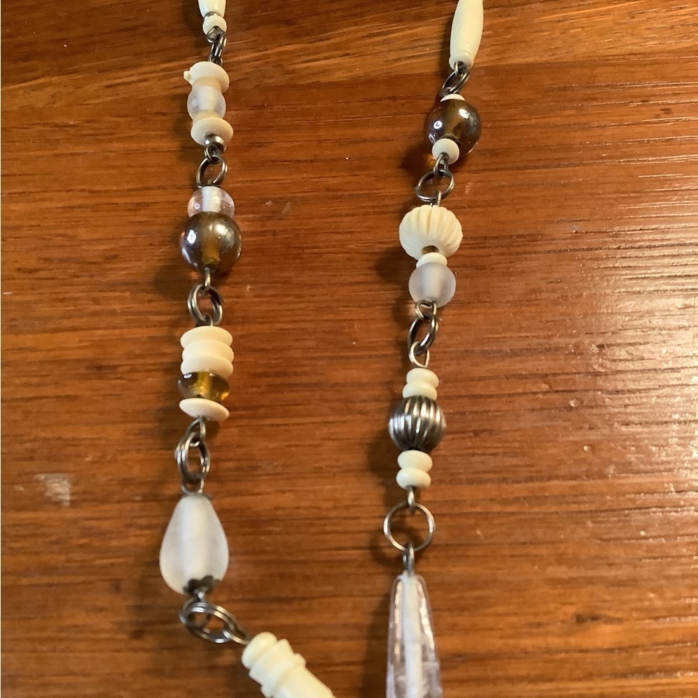 Stone& Silver tone Necklace 38” - Picture 2 of 6
